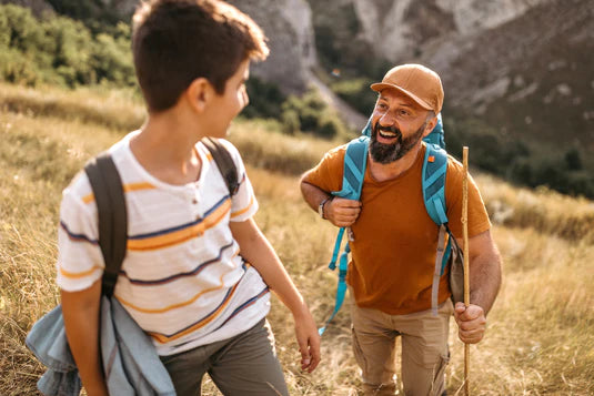 Father and son hiking