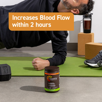 Hand holding cardio powder canister while stretching