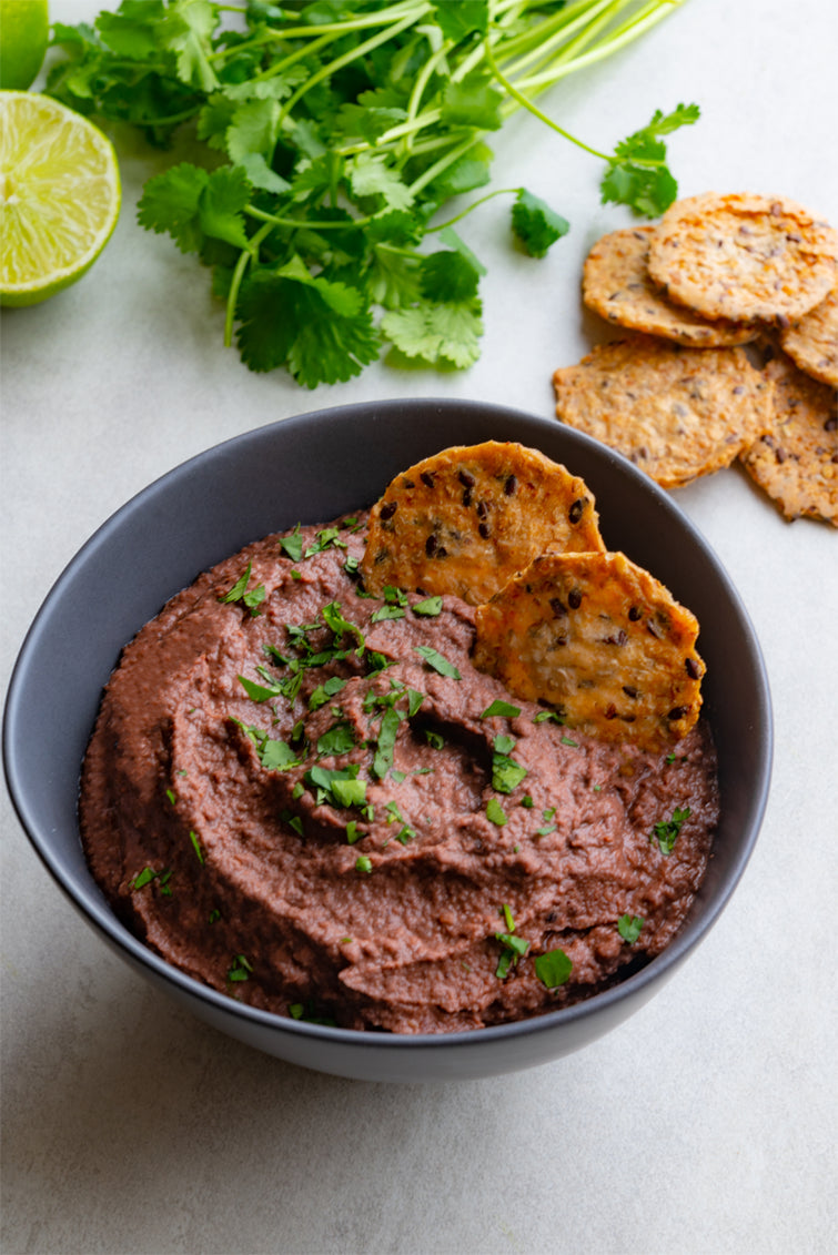 Bean dip with tortilla rounds