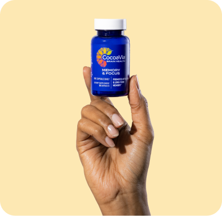memory and focus capsules bottle in hand