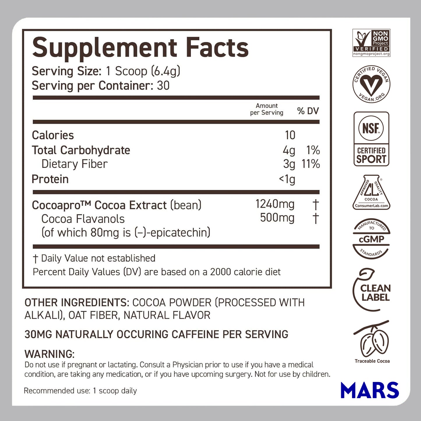 CocoaVia™ 500mg Cocoa Flavanols Powder
