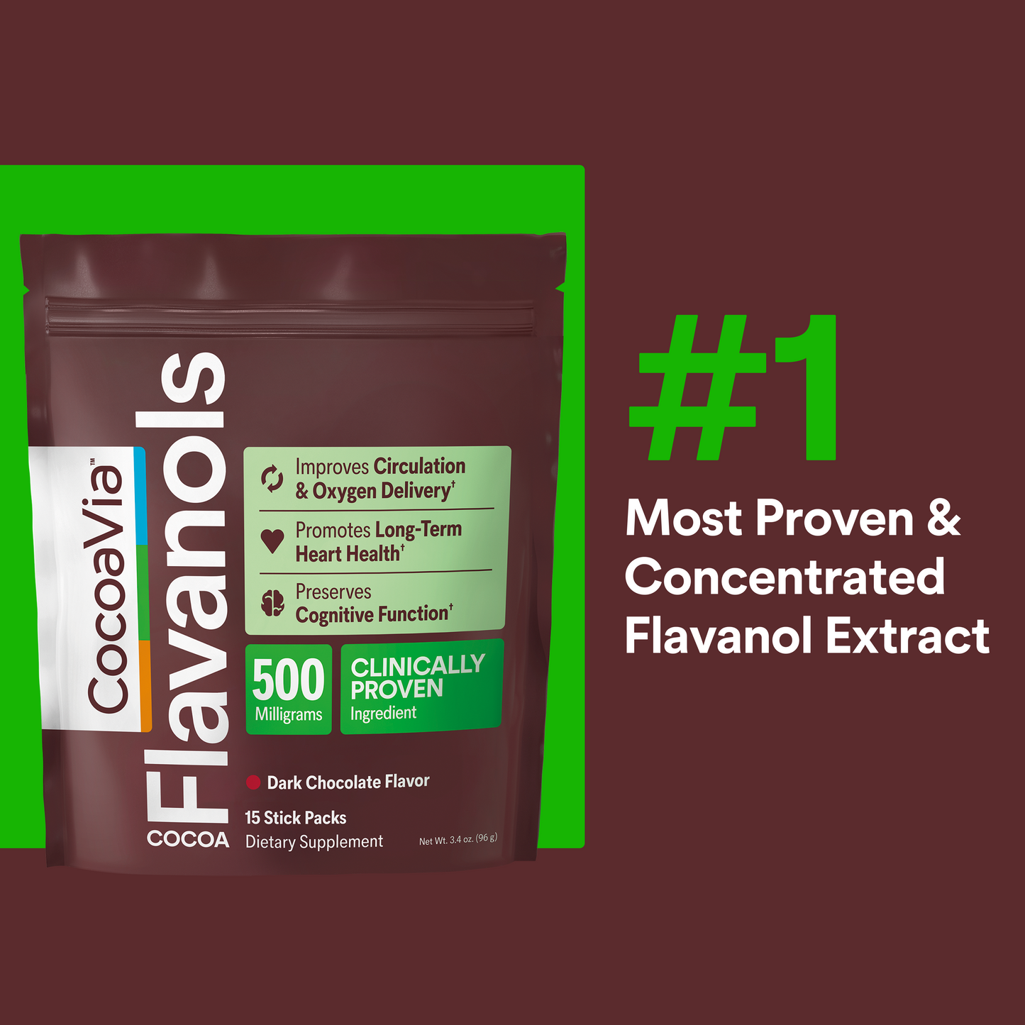 CocoaVia™ 500mg  Cocoa Flavanols Powder Stick Packs