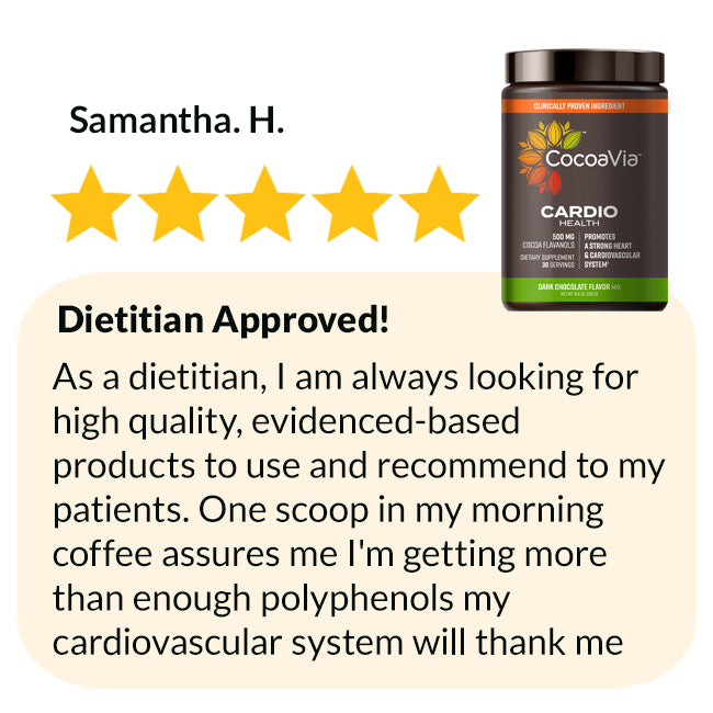 As a dietitian, I am always looking for high quality, evidenced-based products to use and recommend to my patients. One scoop in my morning coffee assures me I'm getting more than enough polyphenols my cardiovascular system will thank me for years to come. 