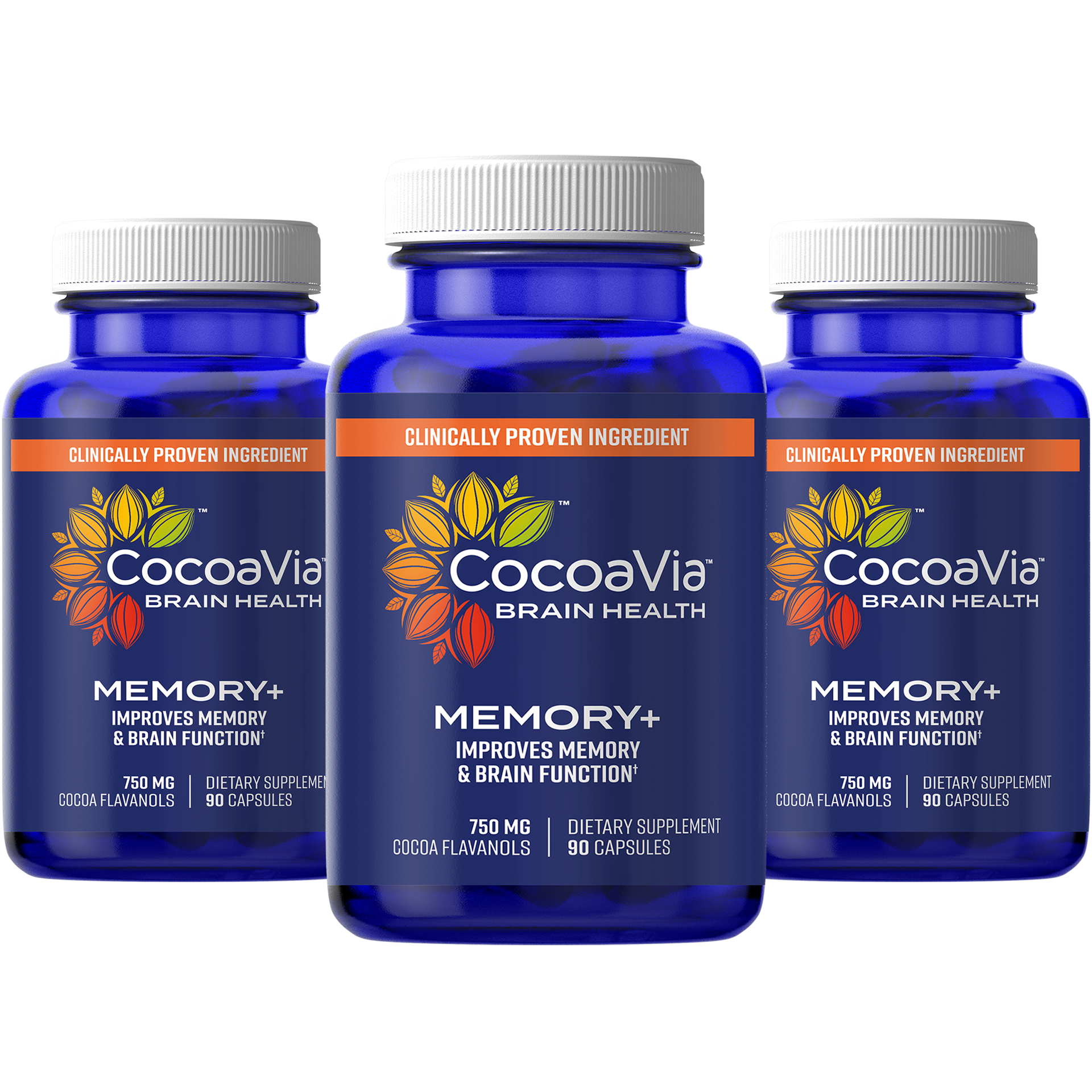 CocoaVia™ Memory+ Capsules Bottle Pack of 3 Bottles