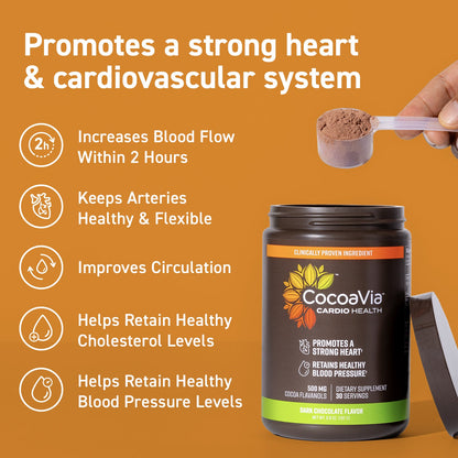 Promotes a strong heart & cardiovascular system. Increases Blood Flow within 2 hours. Improves circulation. Helps retain healthy cholsterol levels. Keeps arteries healthy & flexible. 