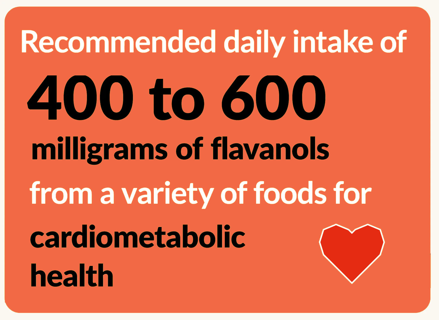 Recommended daily intake of 400 to 600 milligrams of flavanols from a variety of foods for cardiometabolic health